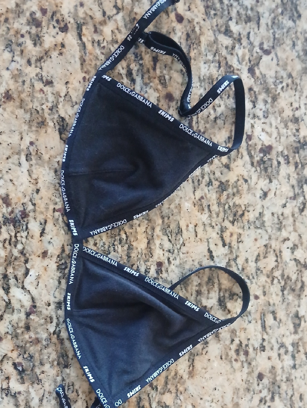 Skims Dolce & Gabbana Black Logo-Trim Triangle Bralette